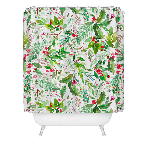 Ninola Design Christmas Nature Botanical Shower Curtain