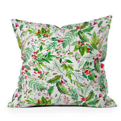 Ninola Design Christmas Nature Botanical Throw Pillow