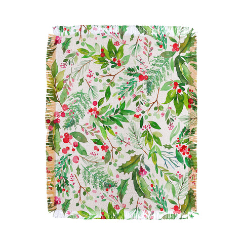 Ninola Design Christmas Nature Botanical Throw Blanket