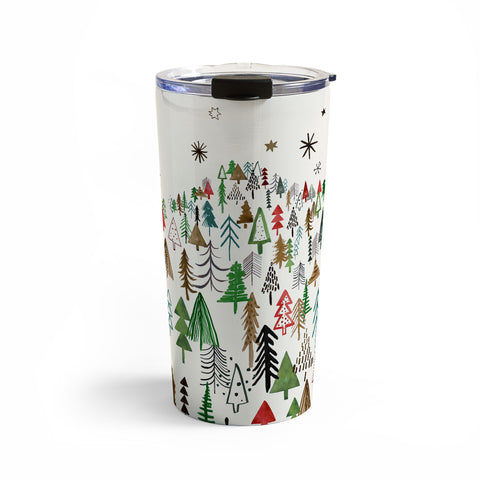 Ninola Design Christmas pines forest Red green Travel Mug