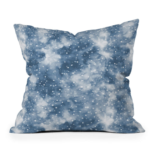 Ninola Design Cold Snow Clouds Blue Outdoor Throw Pillow