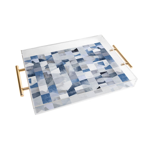 Ninola Design Collage texture Blue Acrylic Tray