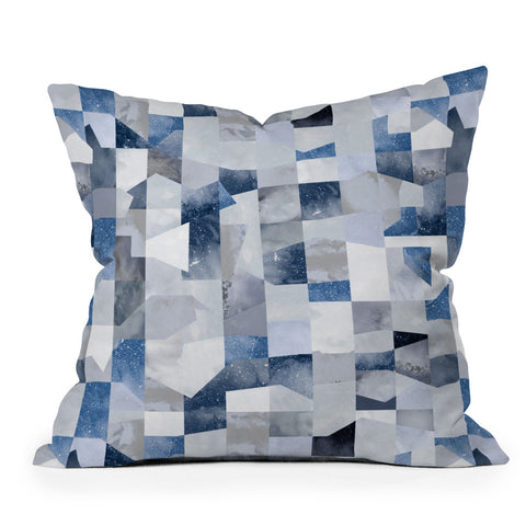 Ninola Design Collage texture Blue Outdoor Throw Pillow