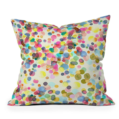Ninola Design Color Dots Watercolor Outdoor Throw Pillow