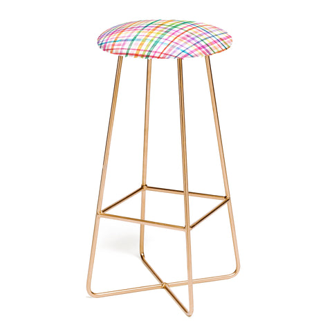 Ninola Design Color Grid Plaids Watercolor 1 Bar Stool