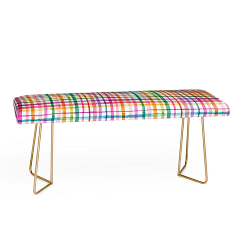 Ninola Design Color Grid Plaids Watercolor 1 Bench