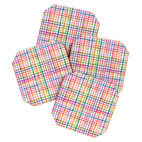Ninola Design Color Grid Plaids Watercolor 1 Coaster Set