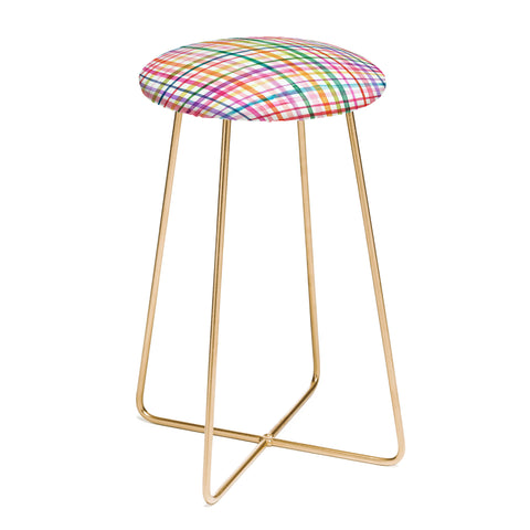 Ninola Design Color Grid Plaids Watercolor 1 Counter Stool