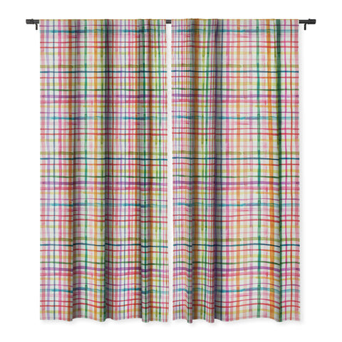 Ninola Design Color Grid Plaids Watercolor 1 Blackout Window Curtain