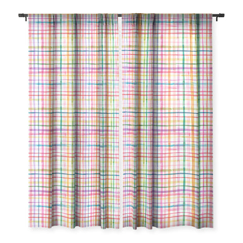 Ninola Design Color Grid Plaids Watercolor 1 Sheer Window Curtain