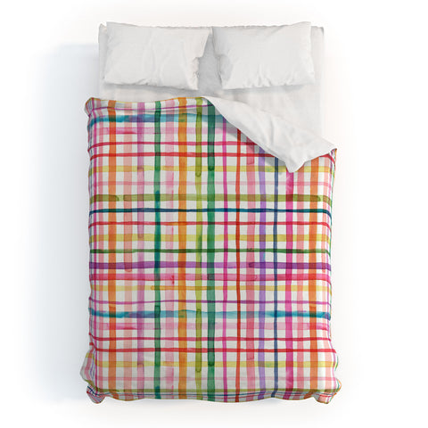 Ninola Design Color Grid Plaids Watercolor 1 Duvet Cover