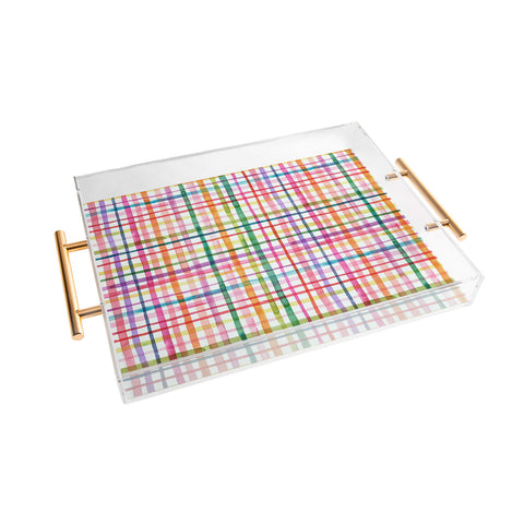 Ninola Design Color Grid Plaids Watercolor 1 Acrylic Tray