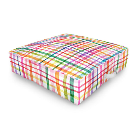 Ninola Design Color Grid Plaids Watercolor 1 Outdoor Floor Cushion