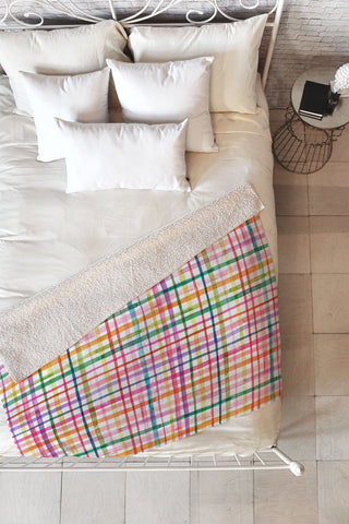 Ninola Design Color Grid Plaids Watercolor 1 Fleece Throw Blanket