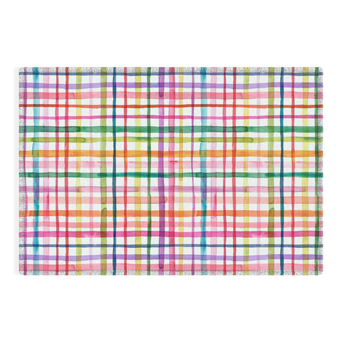 Ninola Design Color Grid Plaids Watercolor 1 Outdoor Rug