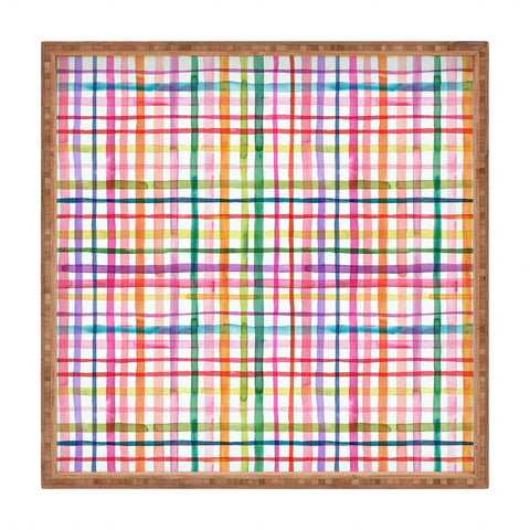 Ninola Design Color Grid Plaids Watercolor 1 Square Tray