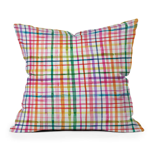 Ninola Design Color Grid Plaids Watercolor 1 Throw Pillow