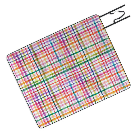 Ninola Design Color Grid Plaids Watercolor 1 Picnic Blanket