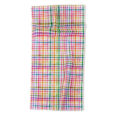Ninola Design Color Grid Plaids Watercolor 1 Beach Towel