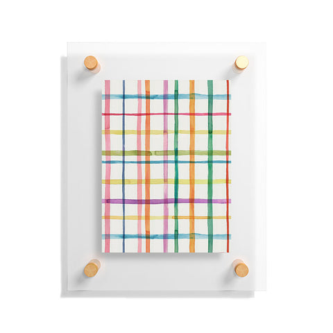 Ninola Design Color Grid Plaids Watercolor 2 Floating Acrylic Print