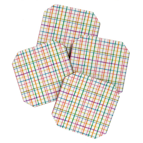 Ninola Design Color Grid Plaids Watercolor 2 Coaster Set