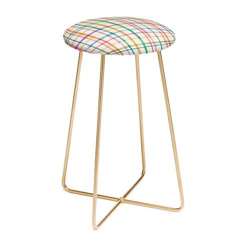 Ninola Design Color Grid Plaids Watercolor 2 Counter Stool