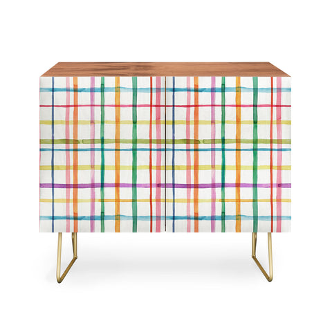 Ninola Design Color Grid Plaids Watercolor 2 Credenza