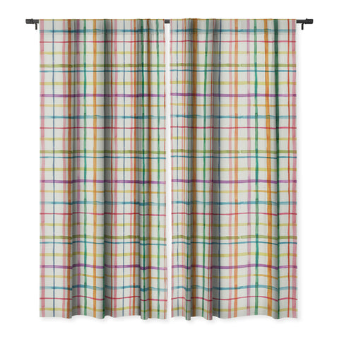 Ninola Design Color Grid Plaids Watercolor 2 Blackout Window Curtain