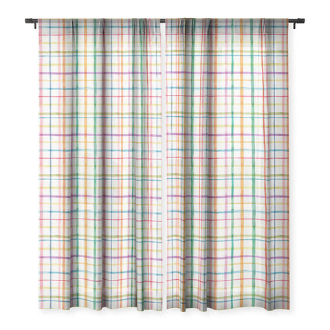 Ninola Design Color Grid Plaids Watercolor 2 Sheer Non Repeat