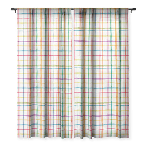 Ninola Design Color Grid Plaids Watercolor 2 Sheer Window Curtain