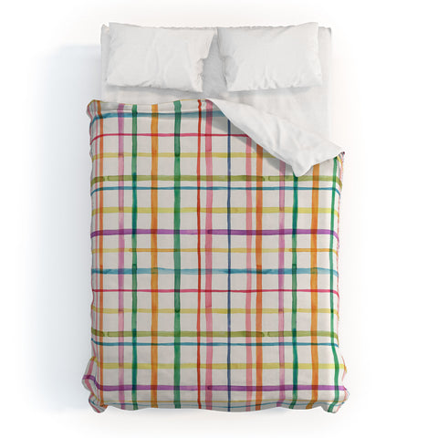 Ninola Design Color Grid Plaids Watercolor 2 Duvet Cover