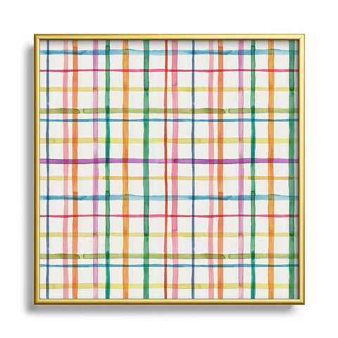 Ninola Design Color Grid Plaids Watercolor 2 Square Metal Framed Art Print