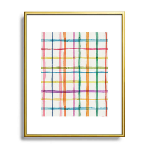 Ninola Design Color Grid Plaids Watercolor 2 Metal Framed Art Print