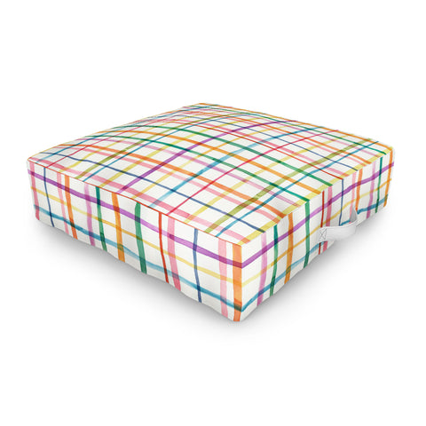 Ninola Design Color Grid Plaids Watercolor 2 Outdoor Floor Cushion