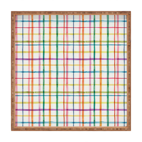 Ninola Design Color Grid Plaids Watercolor 2 Square Tray