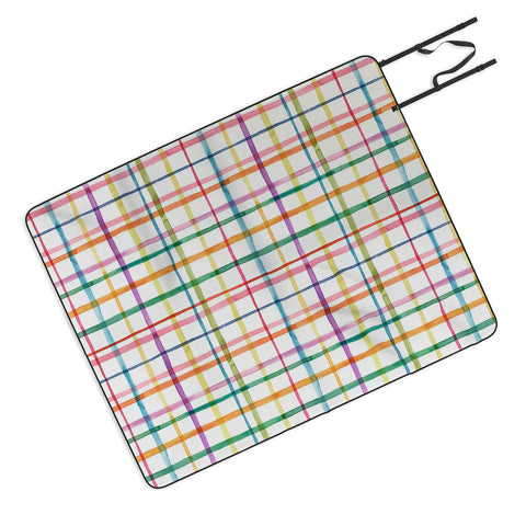 Ninola Design Color Grid Plaids Watercolor 2 Picnic Blanket