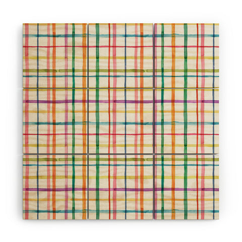 Ninola Design Color Grid Plaids Watercolor 2 Wood Wall Mural