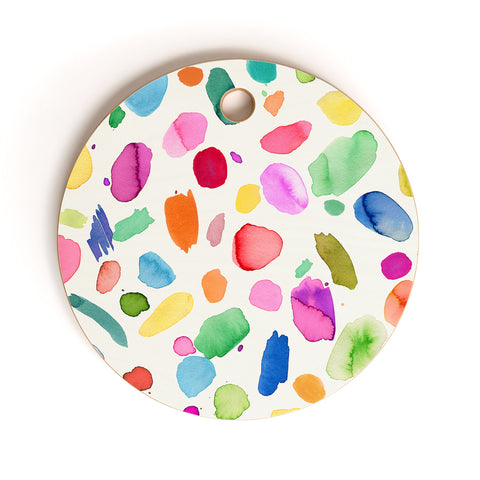 Ninola Design Color Joy Abstract Colorful Cutting Board Round