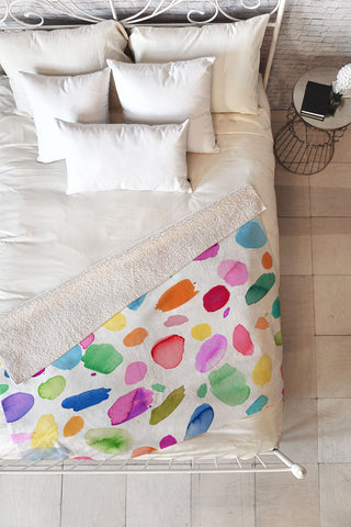 Ninola Design Color Joy Abstract Colorful Fleece Throw Blanket