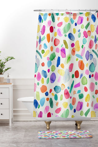 Ninola Design Color Joy Abstract Colorful Shower Curtain And Mat
