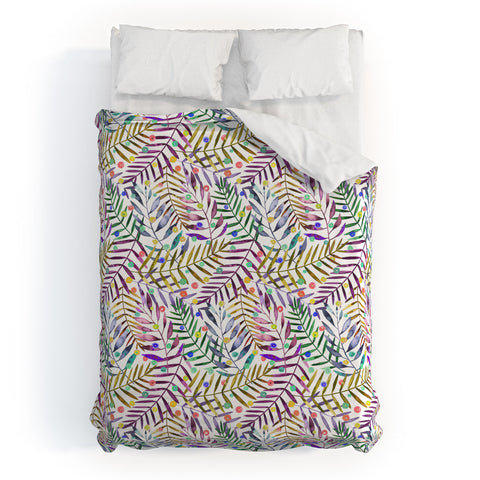 Ninola Design Color Tropical Palms Branches Duvet Cover