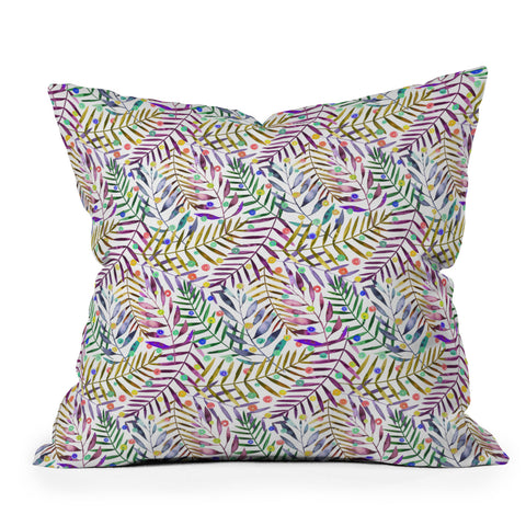 Ninola Design Color Tropical Palms Branches Outdoor Throw Pillow