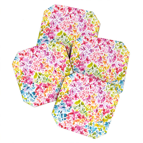 Ninola Design Colorful flowers and plants ivy Coaster Set