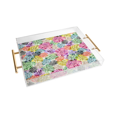 Ninola Design Colorful Tropical Monstera Leaves Acrylic Tray