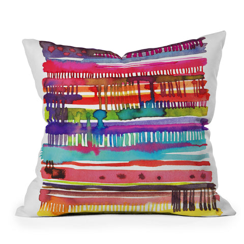 Ninola Design Colorful weaving loom Outdoor Throw Pillow