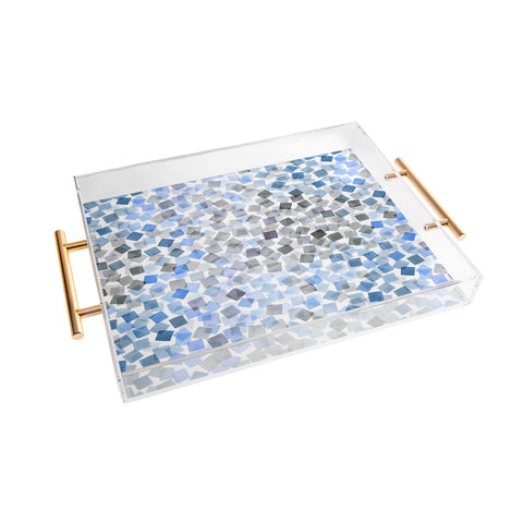 Ninola Design Confetti Plaids Blue Acrylic Tray