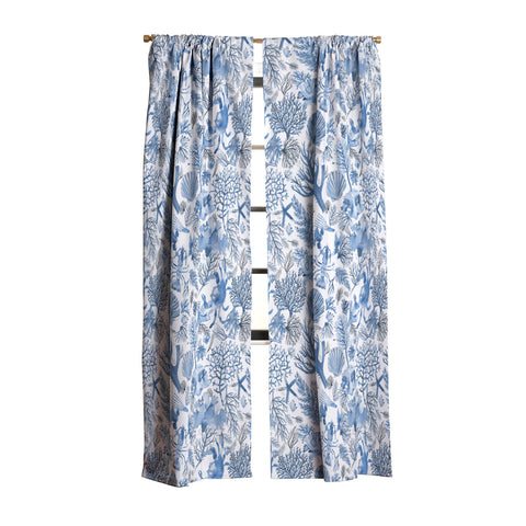 Ninola Design Coral Reef Crab Lobster Marine Coastal Blue Blackout Non Repeat