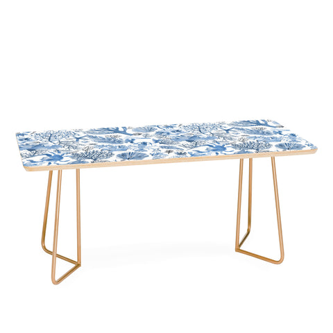 Ninola Design Coral Reef Crab Lobster Marine Coastal Blue Coffee Table