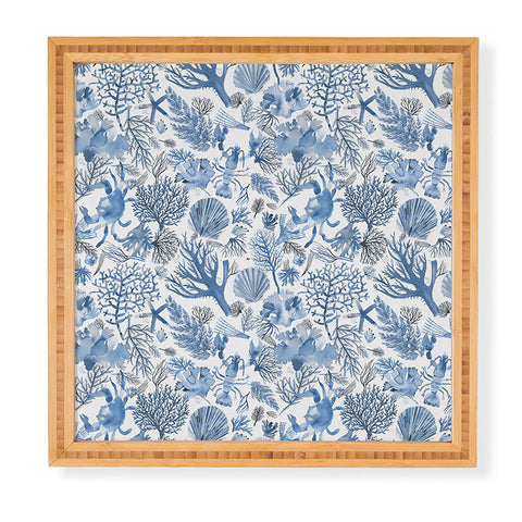 Ninola Design Coral Reef Crab Lobster Marine Coastal Blue Framed Wall Art