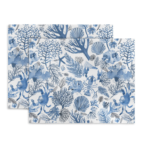 Ninola Design Coral Reef Crab Lobster Marine Coastal Blue Placemat